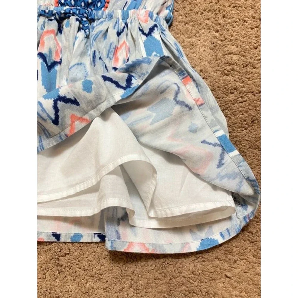 Gymboree Girls Dress 18-24 Months Blue Coral Ikat Chevron Tank Sundress EUC